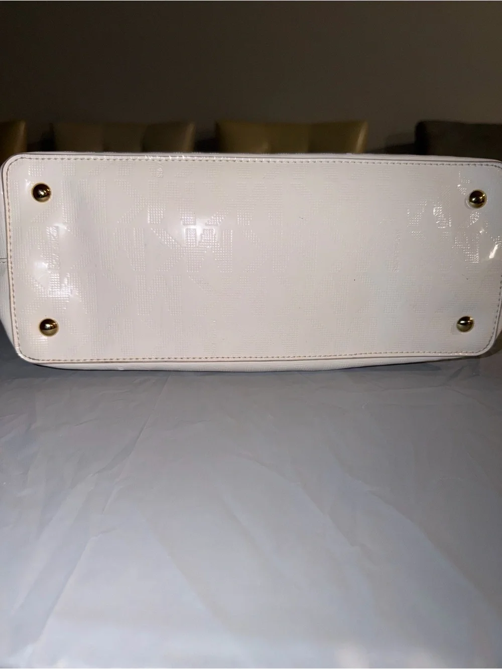 Michael Kors White Tote with Gold Chain Accents - Picture 5 of 6